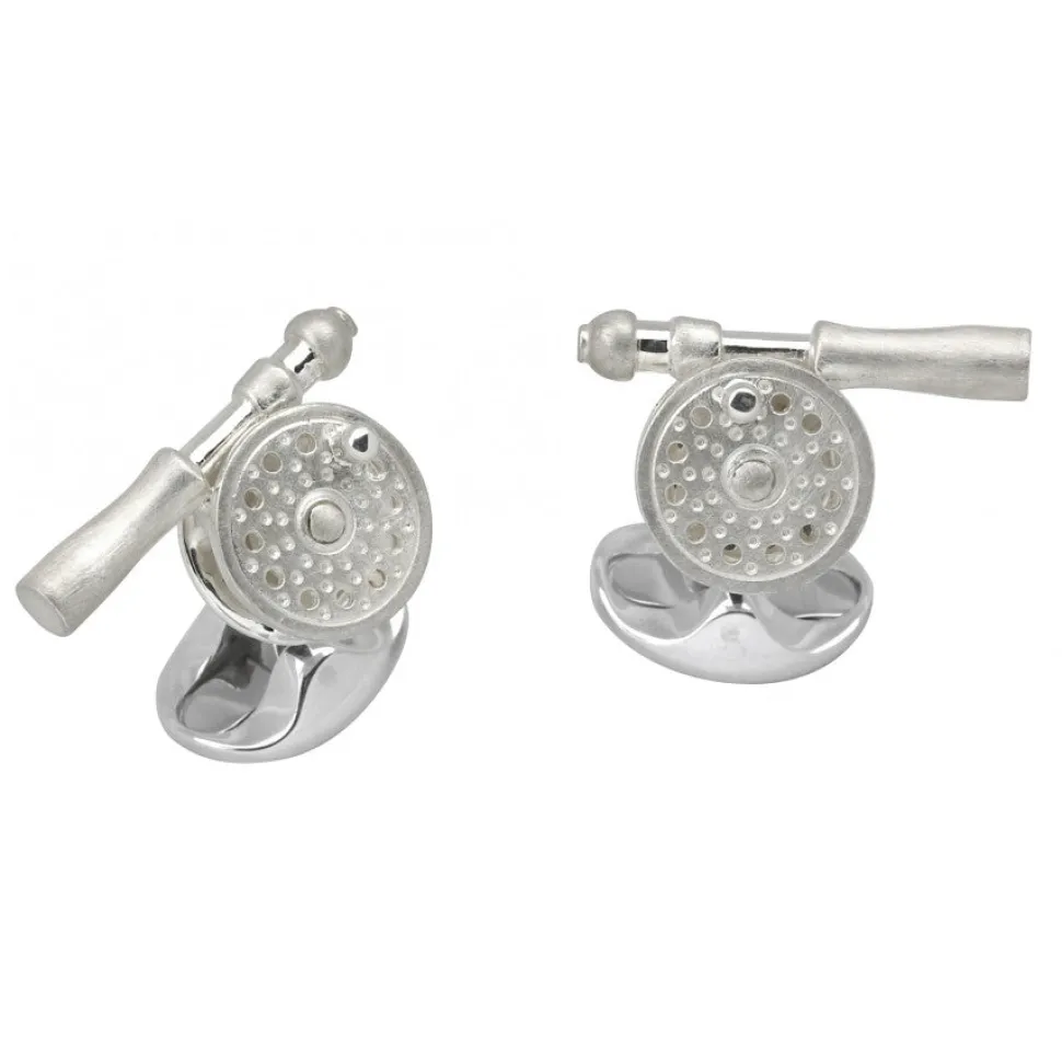 Sterling Silver Fly Fishing Reel Cufflinks