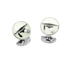 Sterling Silver Graduation Cufflinks in Clear