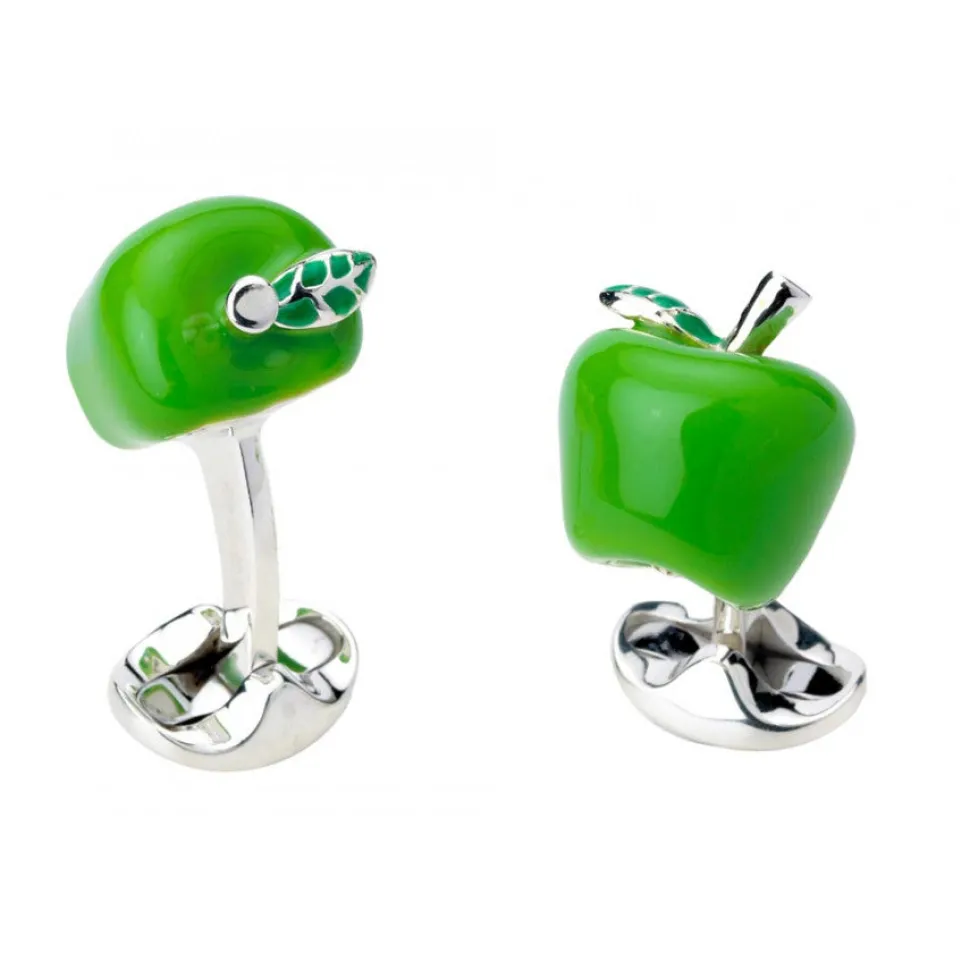 Sterling Silver Green Apple Cufflinks
