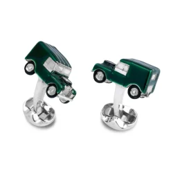 Sterling Silver Green Enamel 4x4 Cufflinks