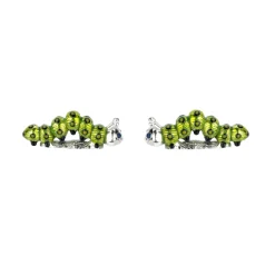 Sterling Silver Green Enamel Caterpillar Cufflinks