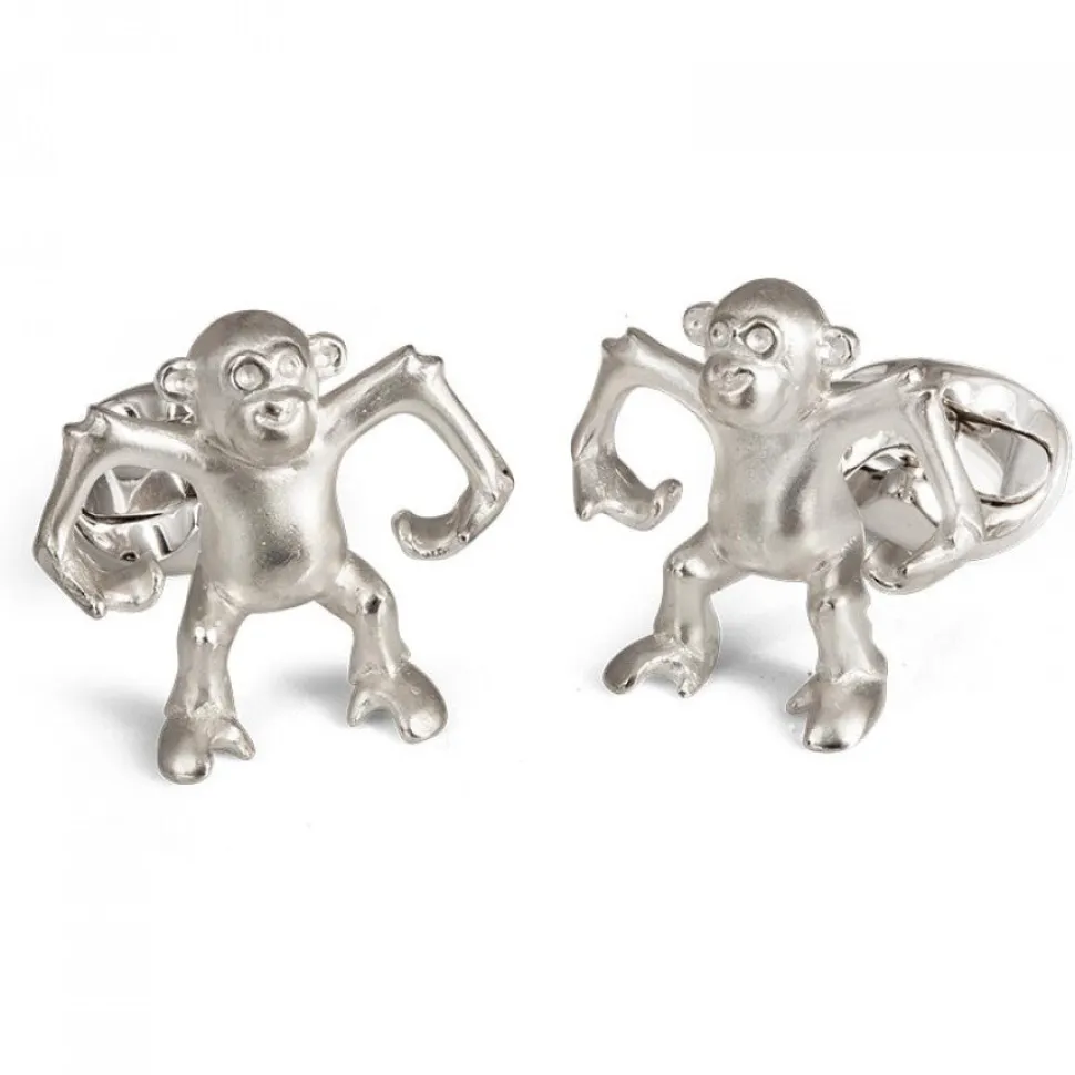 Sterling Silver 'Henry' Dancing Monkey Cufflinks