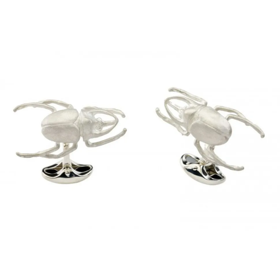 Sterling Silver Horn Beetle Cufflinks