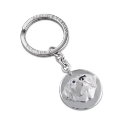 Sterling Silver Labrador Keyring With Sapphire Eyes