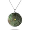 Sterling Silver Large Pendant with Grey Mother-of-Pearl and Yellow Sap