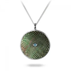 Sterling Silver Large Pendant with Grey Mother-of-Pearl and an Aquamar