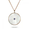 Sterling Silver Large Pendant with White Mother-of-Pearl and Blue Sapp