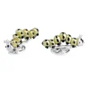 Sterling Silver Lemon Yellow and Black Enamel Caterpillar Cufflinks