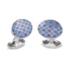 Sterling Silver Lilac and Denim Blue Enamel Pattern Cufflinks