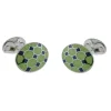 Sterling Silver Lime Green And Navy Blue Enamel Pattern Cufflinks