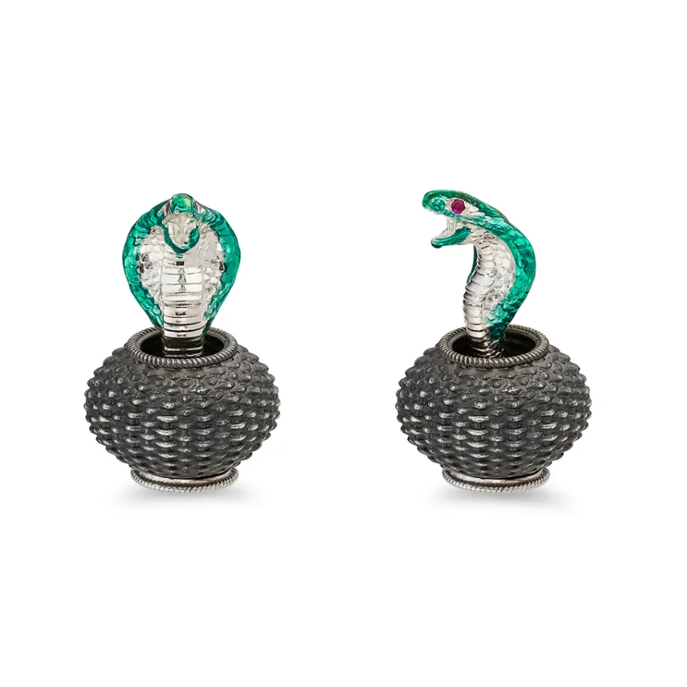 Sterling Silver Moving Cobra Cufflinks