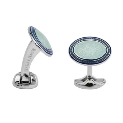 Sterling Silver Navy Blue, Sky Blue & Silver Enamel Cufflinks