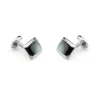 Sterling Silver Oblong Cufflinks with Grey Mother-of-Pearl Inlay