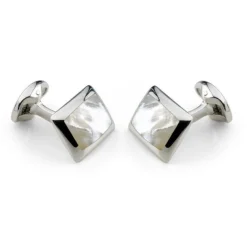 Sterling Silver Oblong Cufflinks with White Mother-of-Pearl Inlay