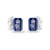 Sterling Silver Oblong Enamel Coronation Cufflinks - Blue Cufflinks