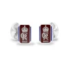 Sterling Silver Oblong Two Colour Enamel Coronation Cufflinks
