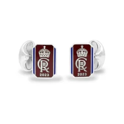 Sterling Silver Oblong Two Colour Enamel Coronation Cufflinks