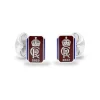 Sterling Silver Oblong Two Colour Enamel Coronation Cufflinks - Red Cu