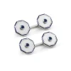 Sterling Silver Octagonal Cufflinks with Mother of Pearl and Sapphire