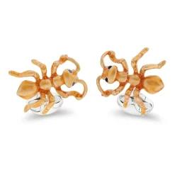Sterling Silver Orange Ant Cufflinks