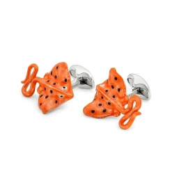Sterling Silver Orange and Black Stingray Cufflinks