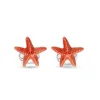 Sterling Silver Orange Enamelled Starfish Cufflinks