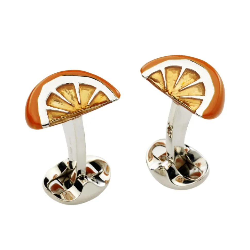 Sterling Silver Orange Wedge Cufflinks