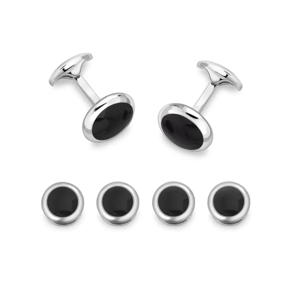 Sterling Silver Oval Black Onyx Dress Set