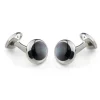 Sterling Silver Oval Cufflinks with Grey Mother-of-Pearl