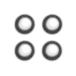 Sterling Silver Oval Dress Stud Set - Black Spinel