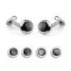 Sterling Silver Oval Grey Mother Of Pearl Dress Set