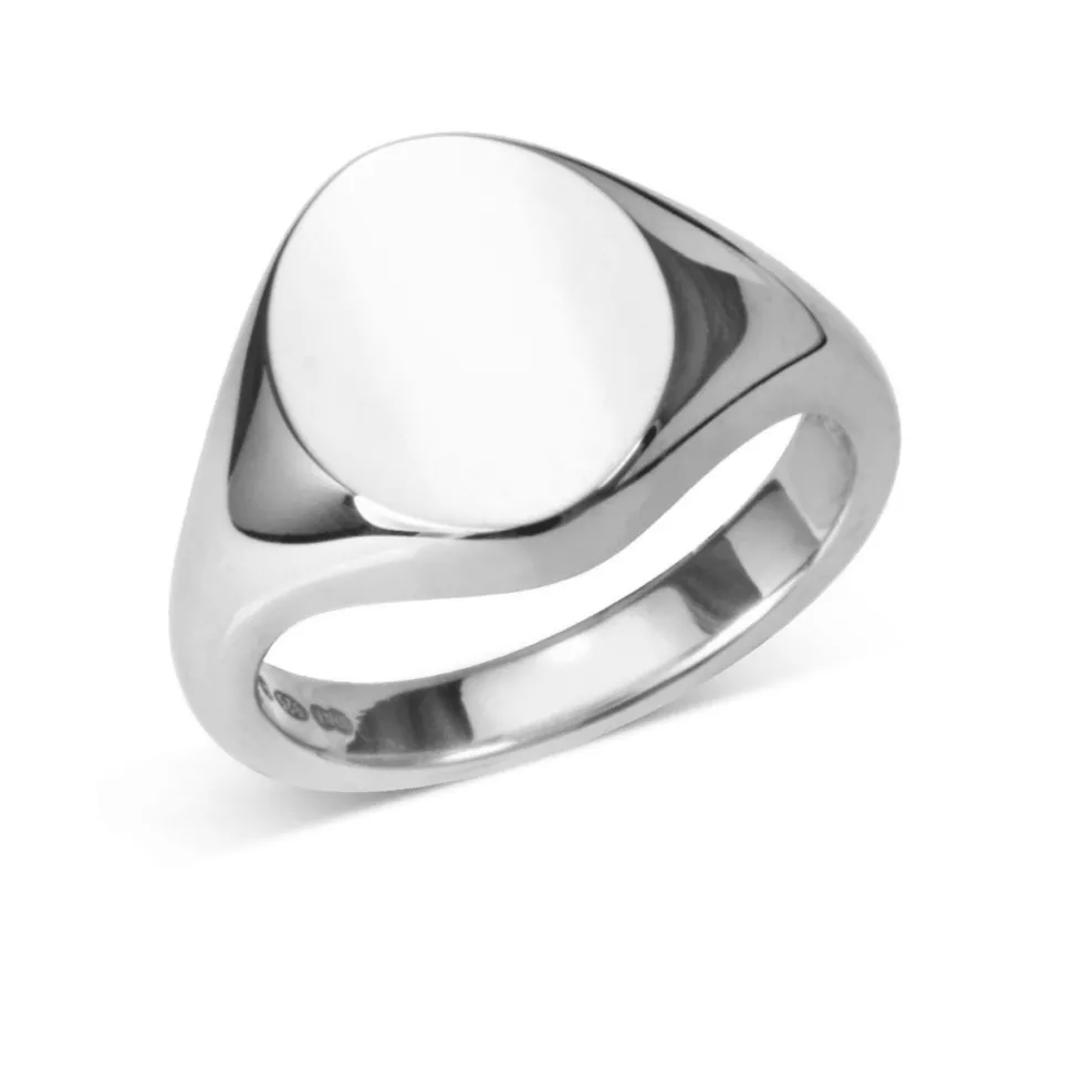 Sterling Silver Oval Signet Ring (12x10mm)