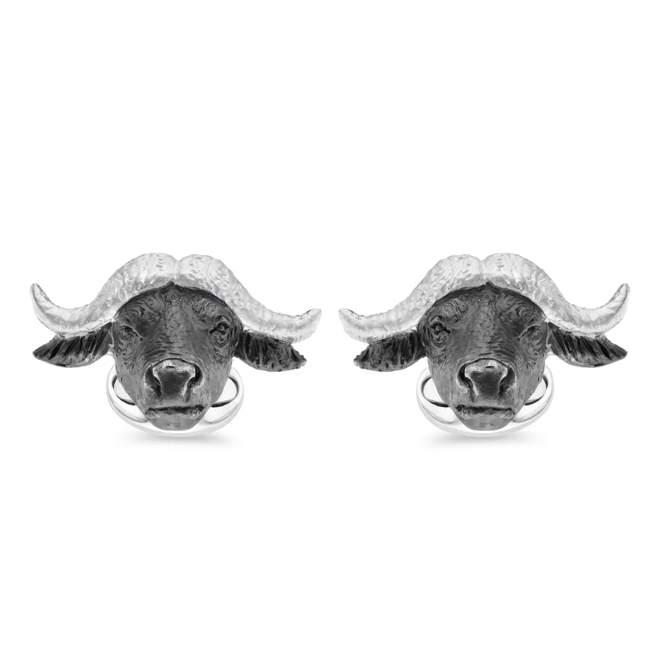 Sterling Silver Oxidised Buffalo Cufflinks