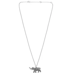 Sterling Silver Oxidised Black Elephant Pendant and Chain