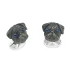 Sterling Silver Oxidised Pug Head Cufflinks