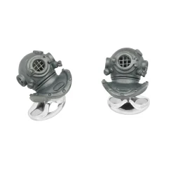 Sterling Silver Oxidised Diving Helmet Cufflinks
