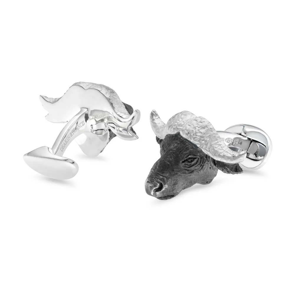 Sterling Silver Oxidised Buffalo Cufflinks