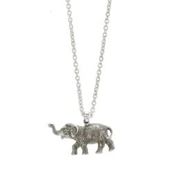 Sterling Silver Oxidised Black Elephant Pendant and Chain