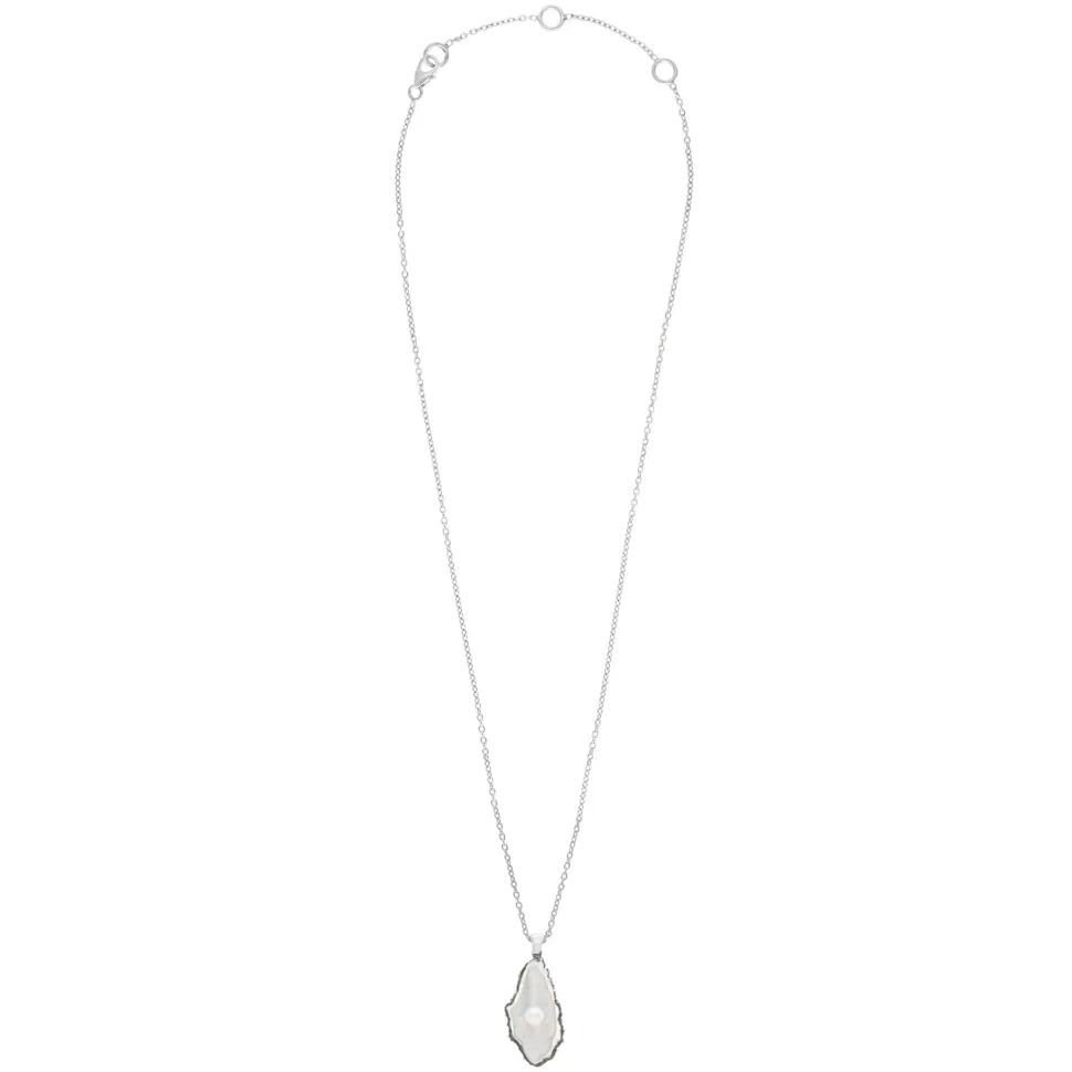 Sterling Silver Oxidised Oyster And Pearl Pendant