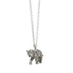 Sterling Silver Oxidised Black Elephant Pendant and Chain