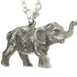 Sterling Silver Oxidised Black Elephant Pendant and Chain