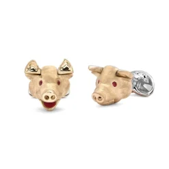 Sterling Silver Pig Head Cufflinks