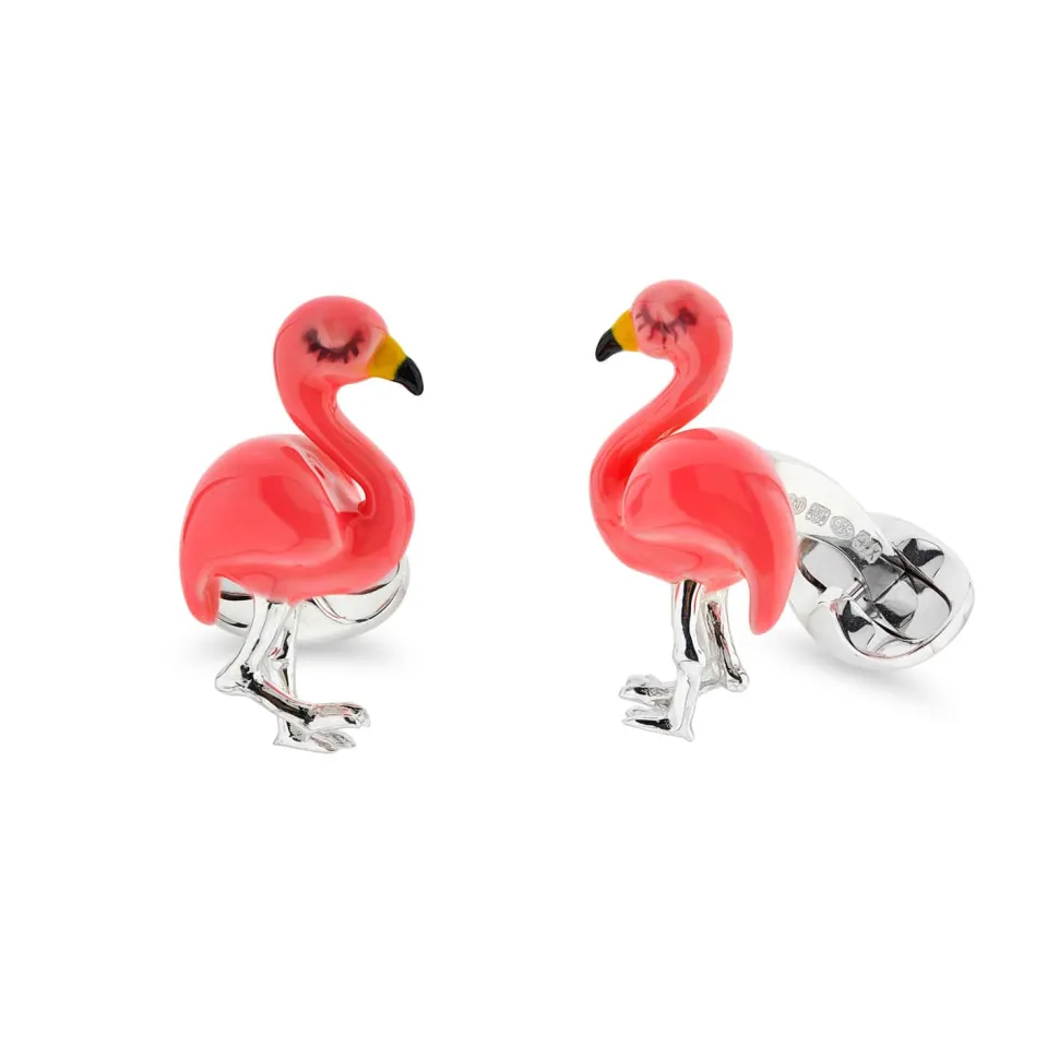 Sterling Silver Pink Flamingo Cufflinks