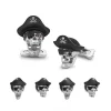 Sterling Silver Pirate Hat Skull Dress Stud Set with Ruby Eyes