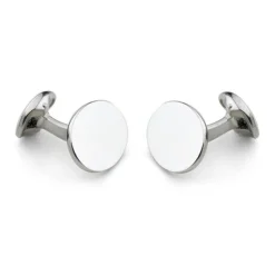 Sterling Silver Plain Oval Cufflinks