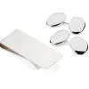 Sterling Silver Plain Oval Cufflinks and Money Clip Set