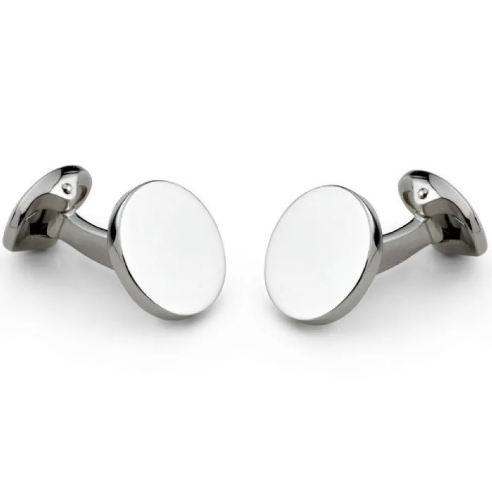 Sterling Silver Plain Round Cufflinks