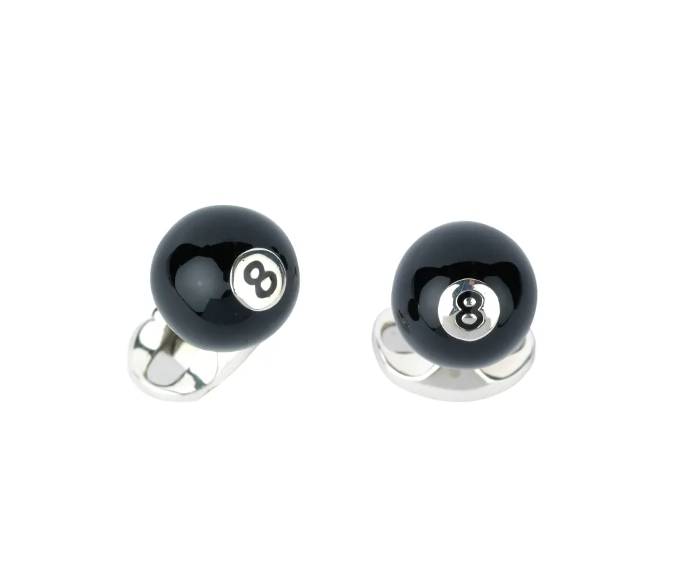 Sterling Silver Pool 8 Ball Cufflinks