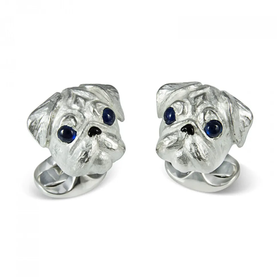 Sterling Silver Pug Dog Cufflinks