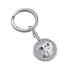 Sterling Silver Pug With Sapphire Eyes Keyring